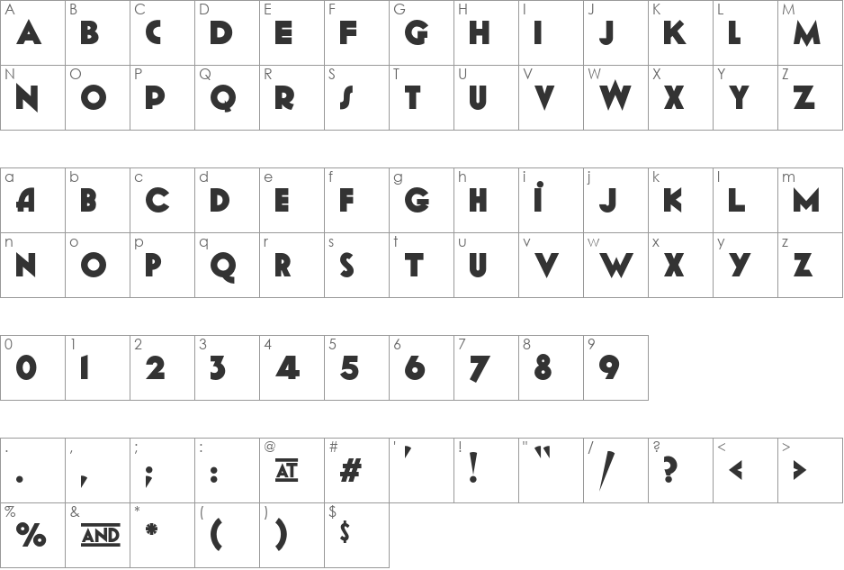 Geomancy font character map preview