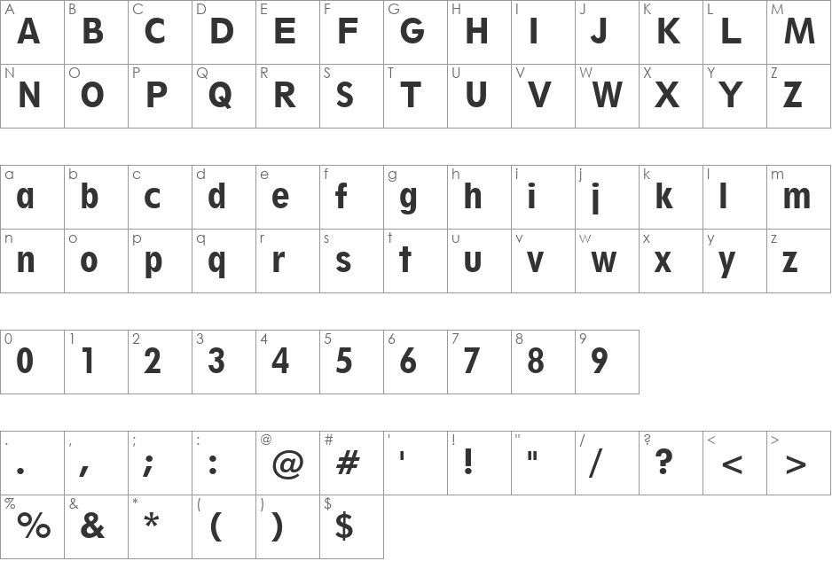 Geometr212 BkCn BT font character map preview