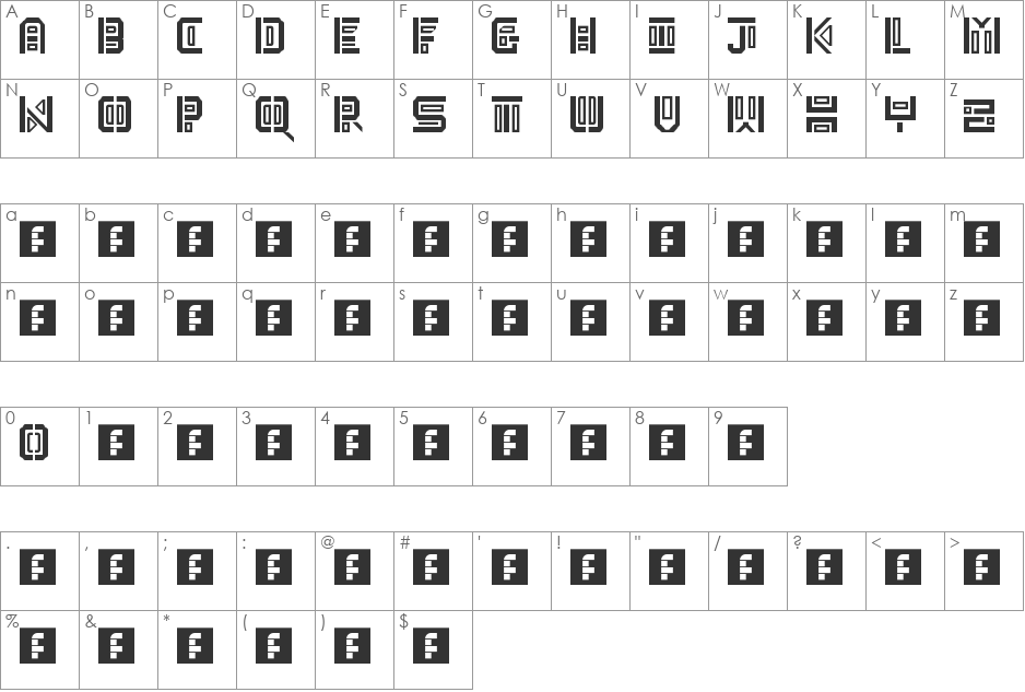 Geometrix font character map preview