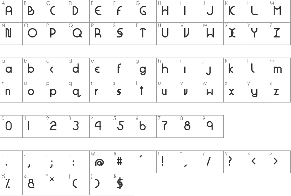Geometyczna font character map preview