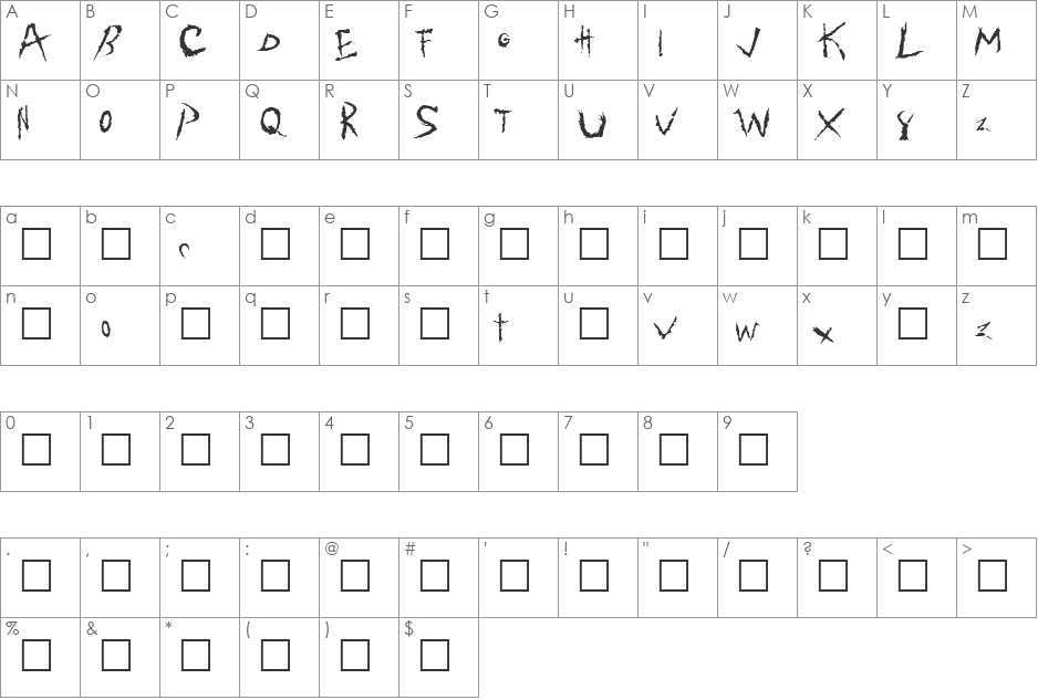 Geraint font character map preview