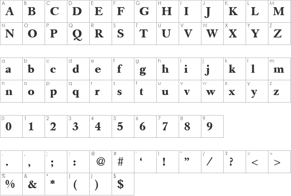 GermanCaslon font character map preview