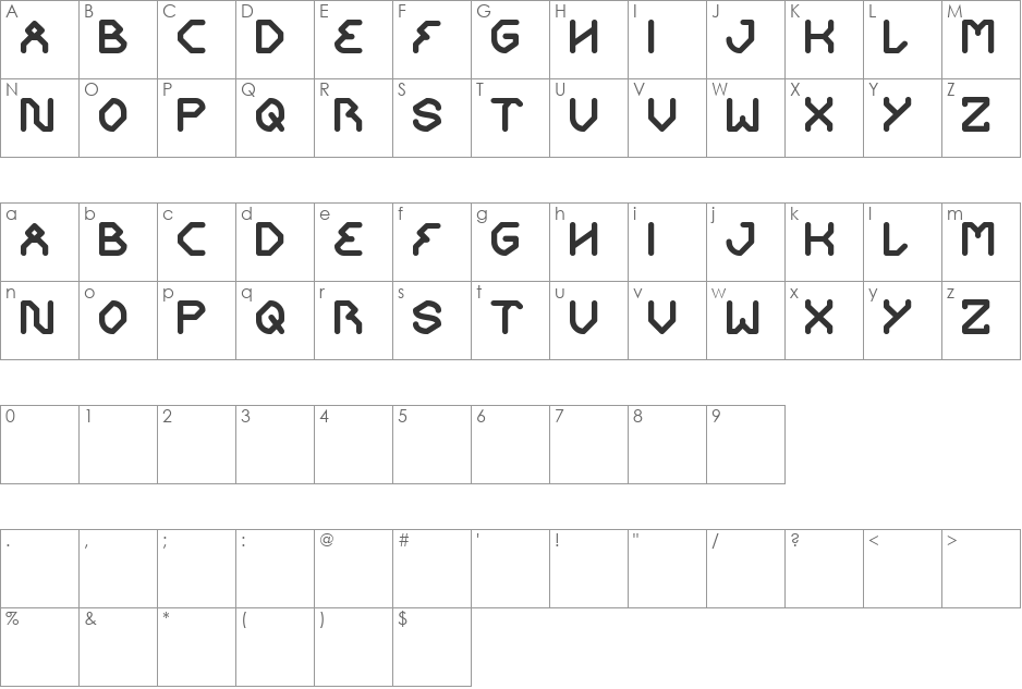 GET READY font character map preview
