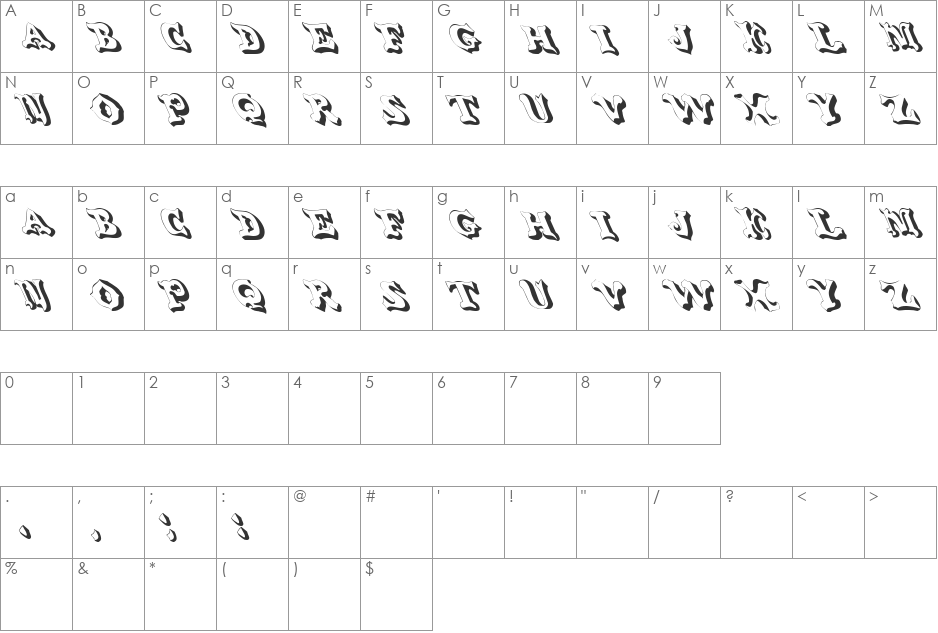 Get Real font character map preview
