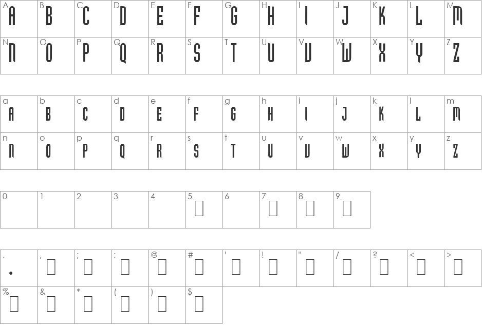 GF Hubert Caps font character map preview