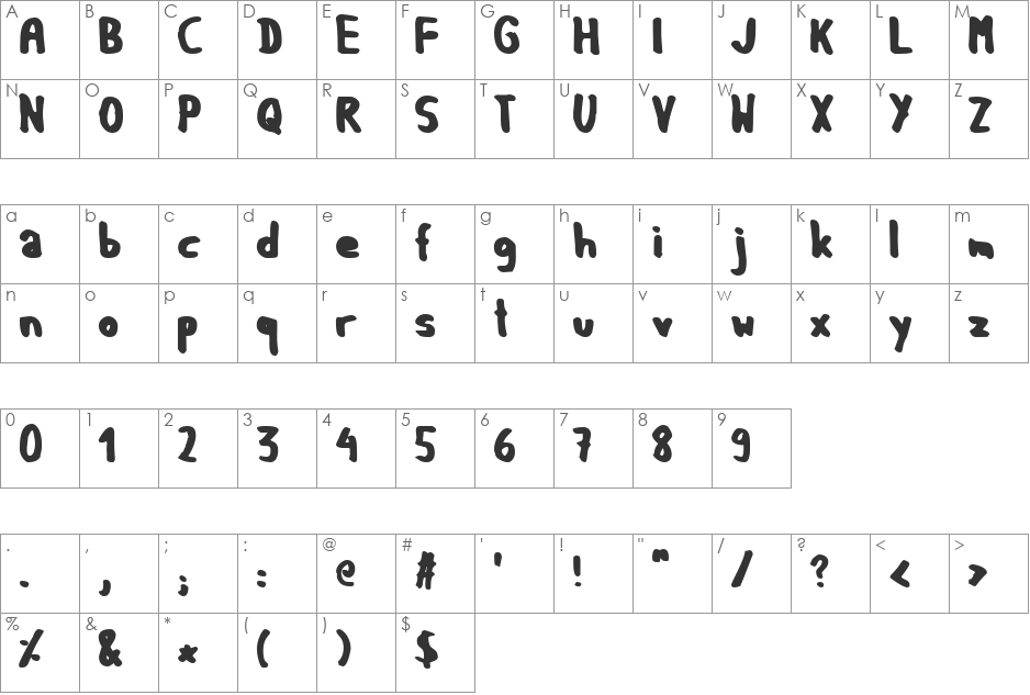 GF Matilda bold font character map preview
