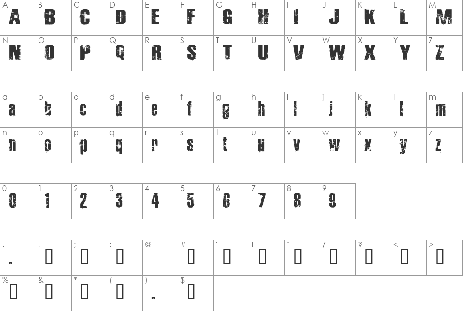Ghetto Broke font character map preview