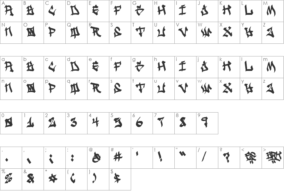 Ghetto Streetz font character map preview