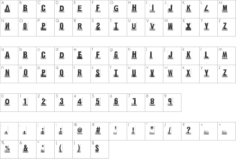 ghettomarquee font character map preview