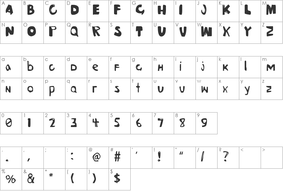Ghosts font character map preview