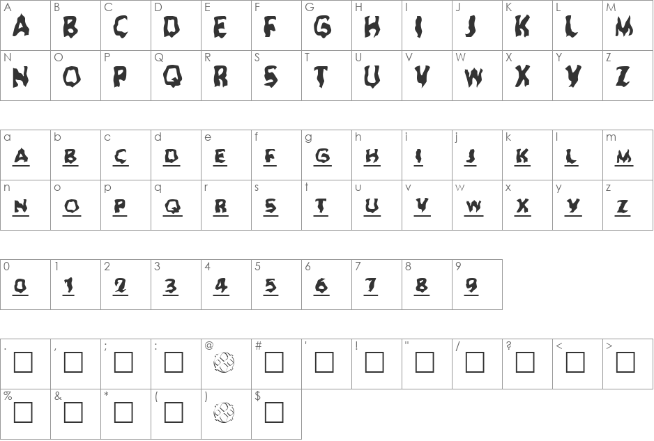 Ghoul Headline font character map preview