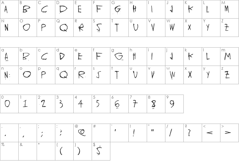 Ghund Ziliag font character map preview