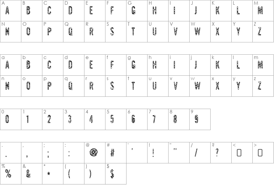 Giant Tigers font character map preview