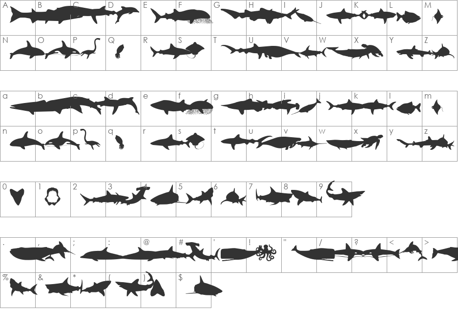 Giants of the Sea font character map preview