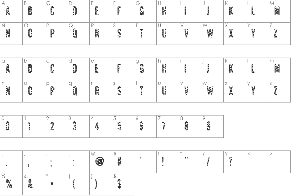 GiantTigers font character map preview
