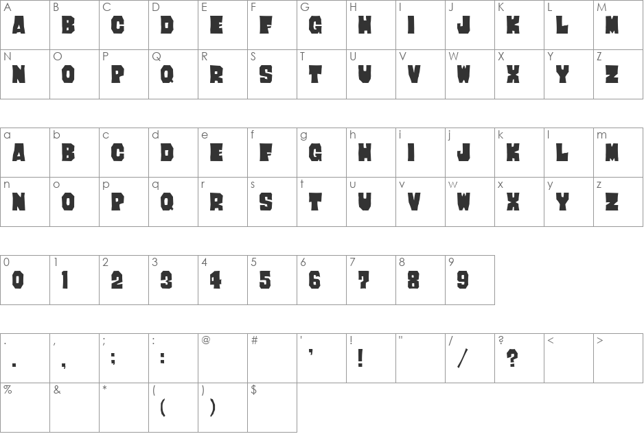 GIANtX font character map preview