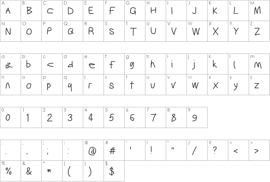 Gib Font Plox font character map preview