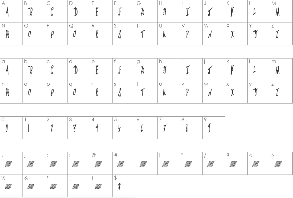 GiftCards font character map preview