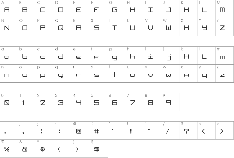 Gigglebox font character map preview