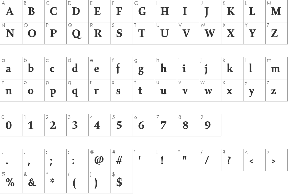 Gilgamesh font character map preview