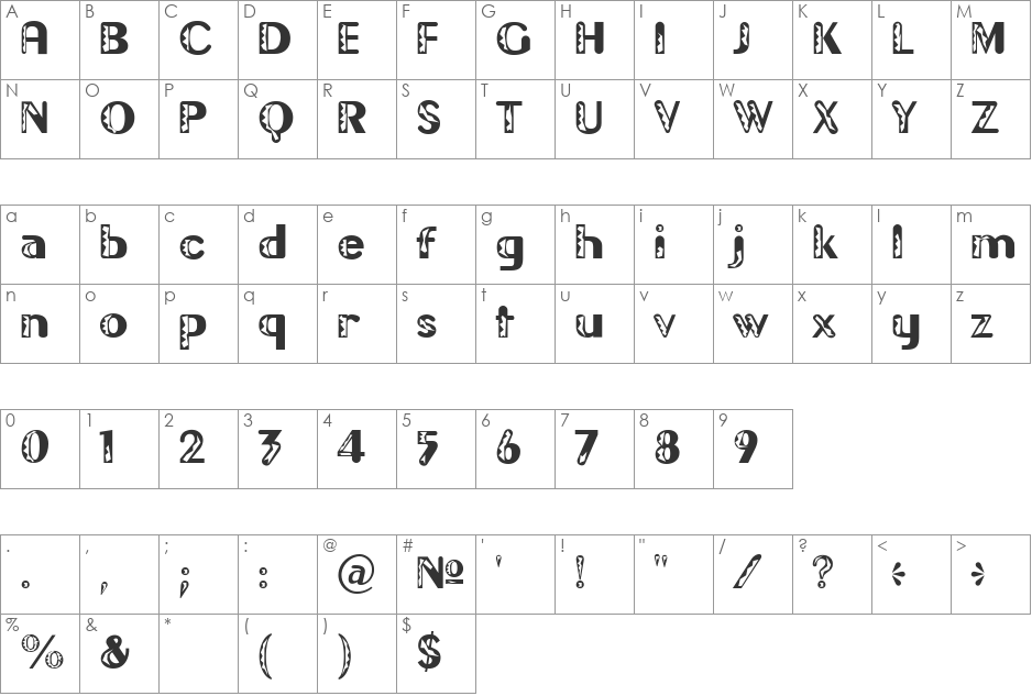Gilgongo Doro font character map preview