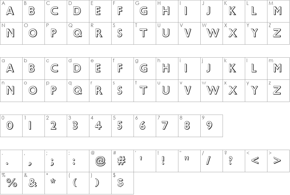 Gill Sans MT Shadow font character map preview