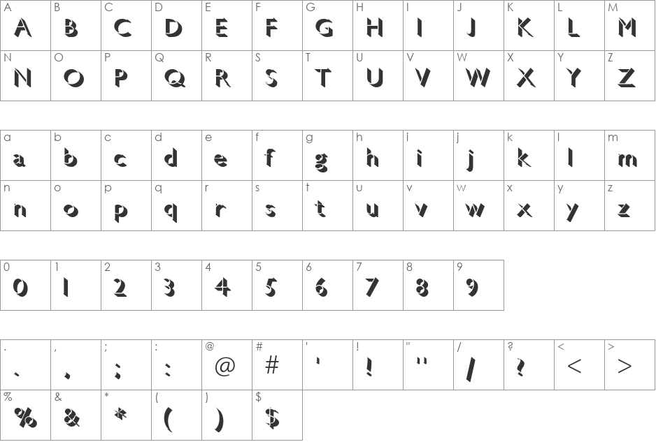 Gill Sans Std font character map preview