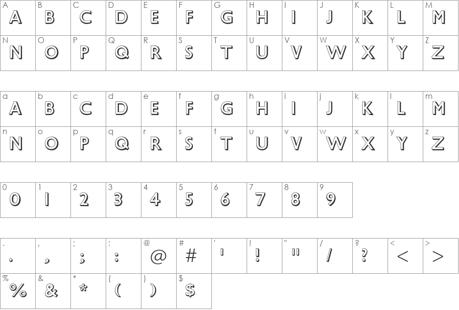 Gill Sans Std font character map preview