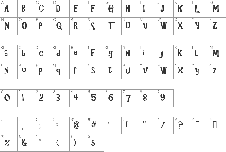 Gilligans Island font character map preview