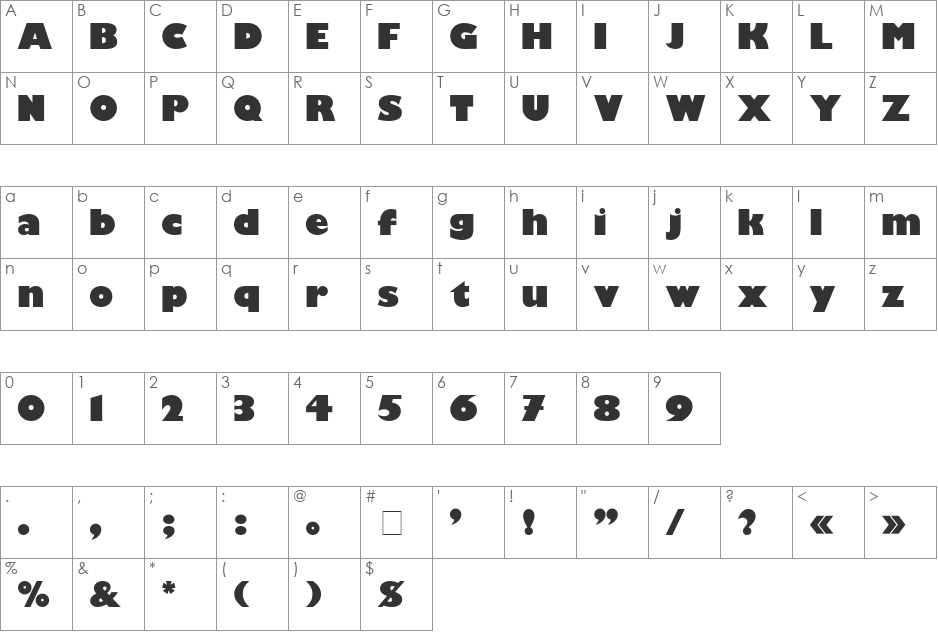 Gill_Sans-Black font character map preview