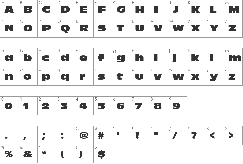 AntiqueOliNorPReg font character map preview