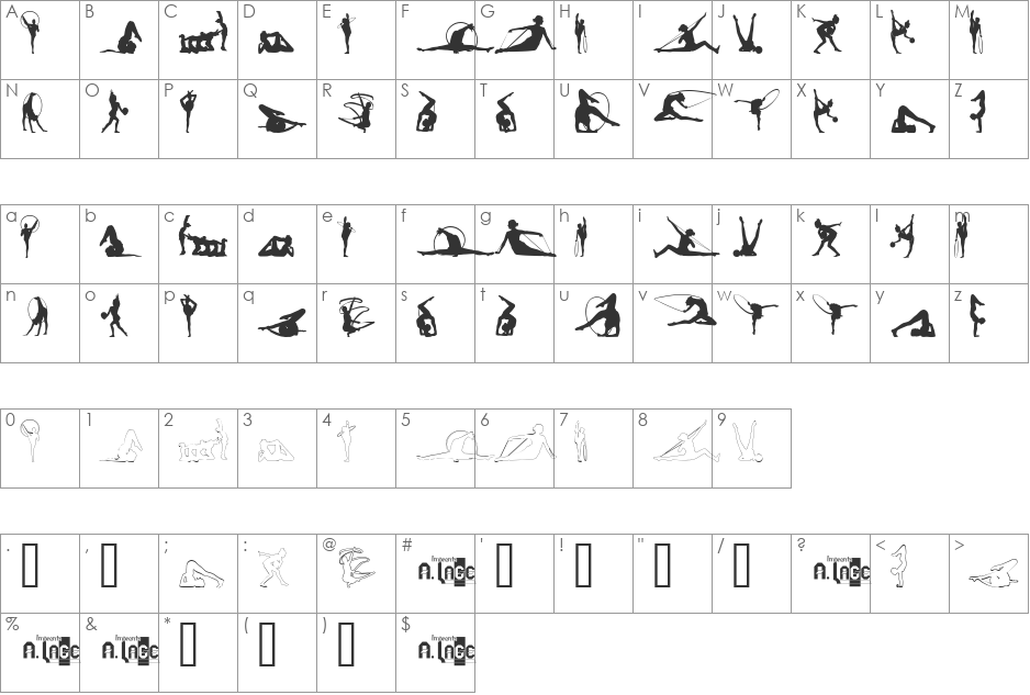 GIMNASIA font character map preview