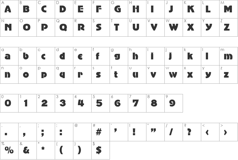 GinaBecker font character map preview