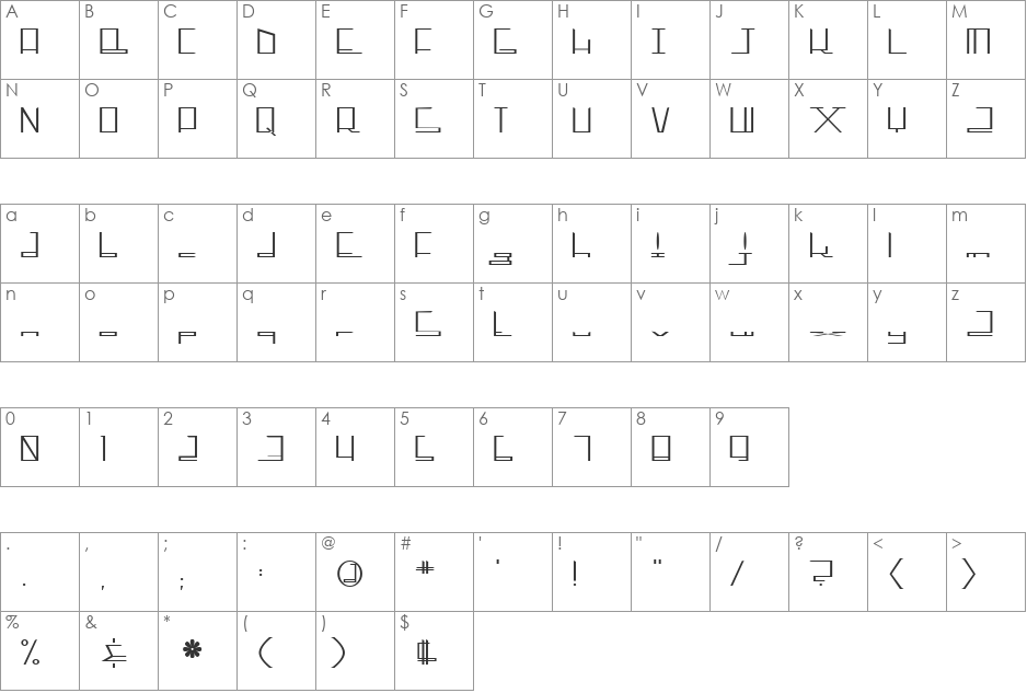 ginger font character map preview
