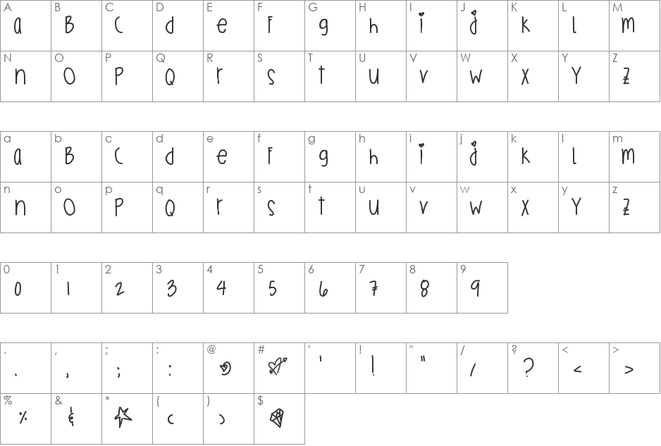 GingerCookies font character map preview
