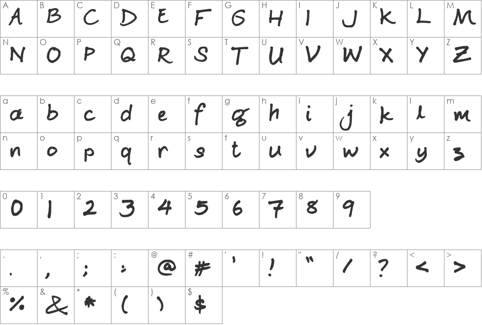 Ginjah Ninjah font character map preview