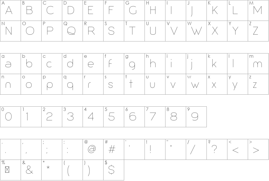 Giorgio font character map preview