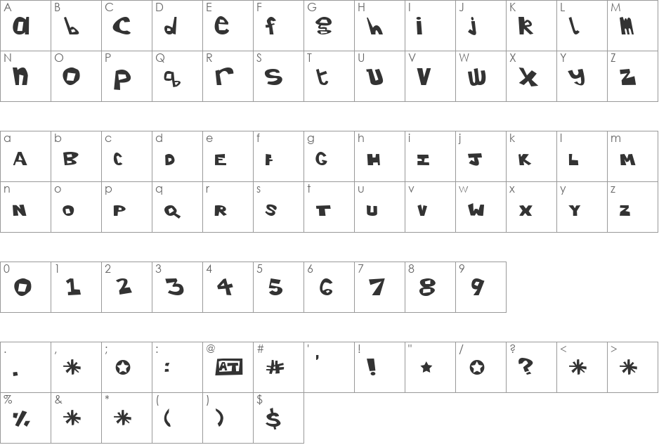 Girl77 font character map preview