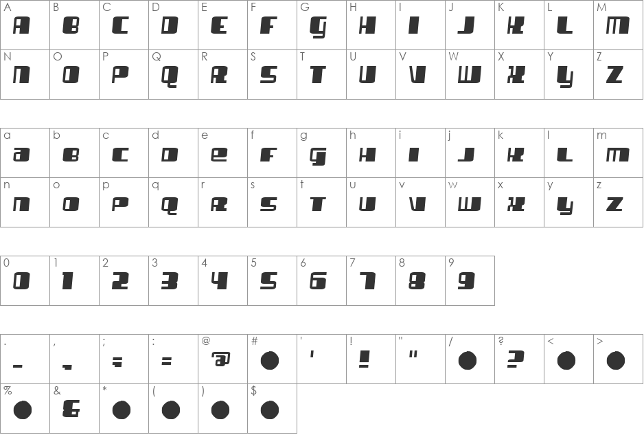 Girlfriend font character map preview