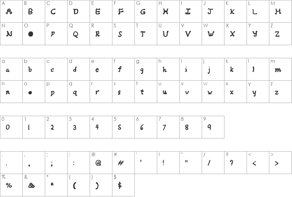 Girlish Curlish font character map preview