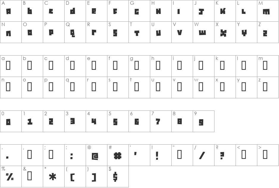 GirlScoutBitch font character map preview