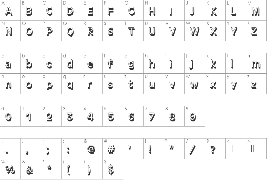 AntiqueOliTRegSh1 font character map preview