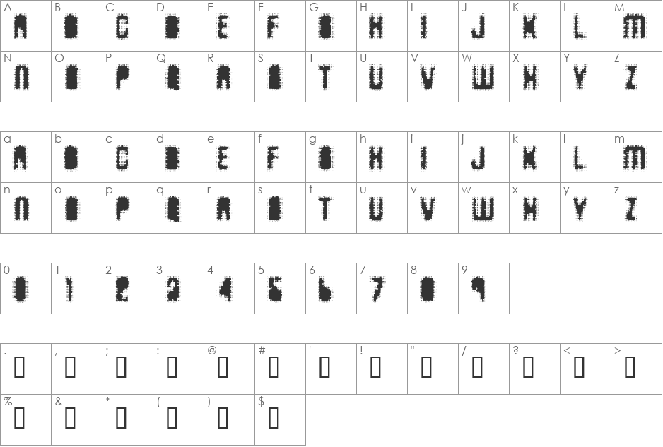 AntKiller font character map preview