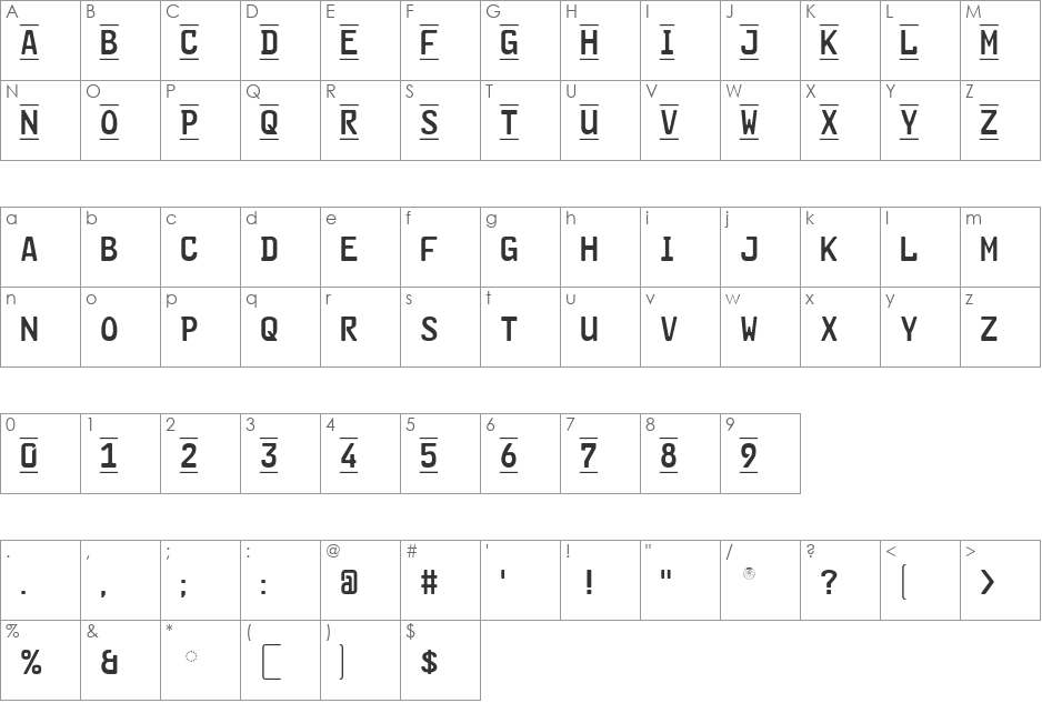 GL-Nummernschild-Mtl font character map preview