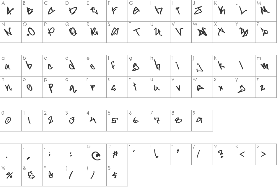 Gladiator Gruel font character map preview