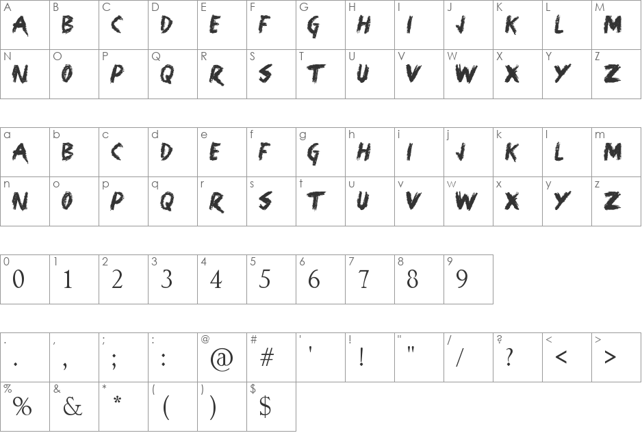 Glass Door font character map preview
