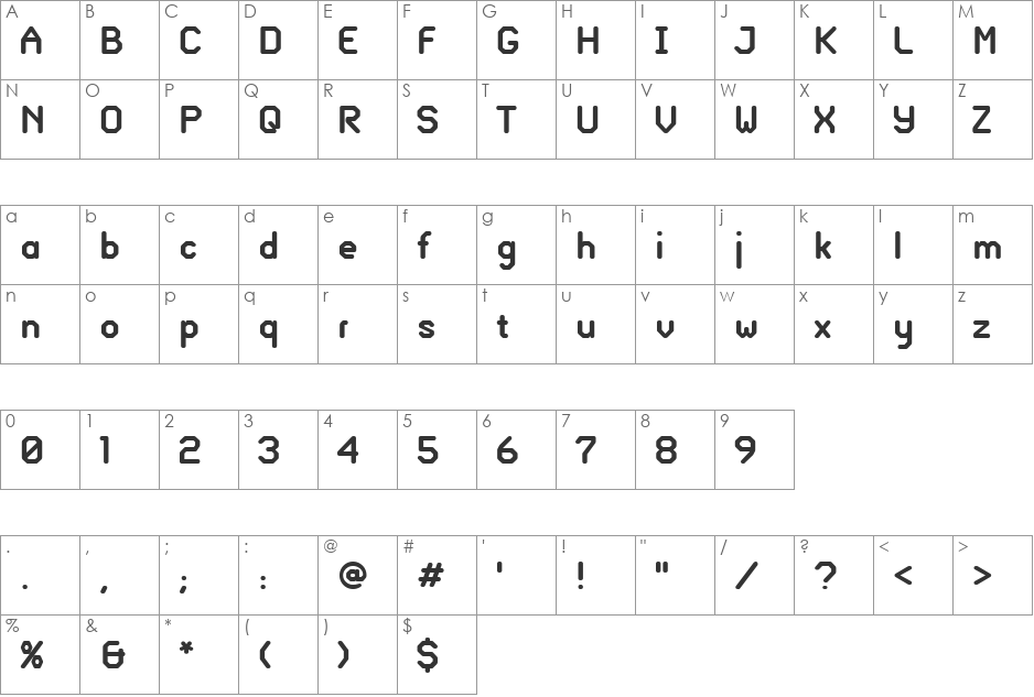 Glass Gauge font character map preview