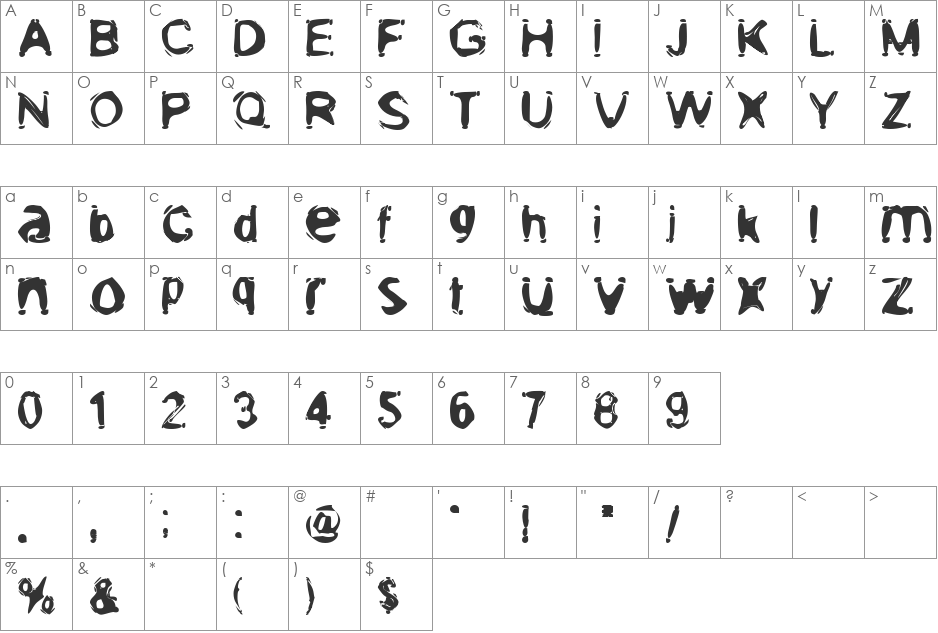 Glass Shelf font character map preview