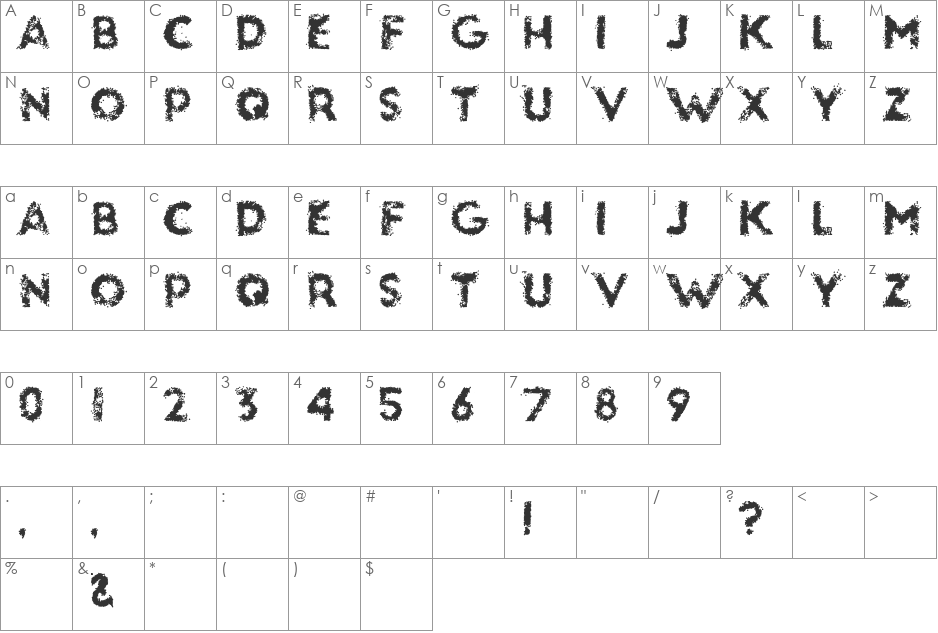 glassbeads font character map preview