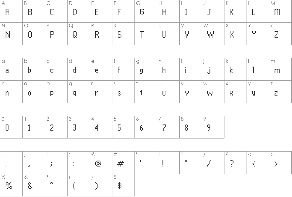 Glasstown NBP font character map preview